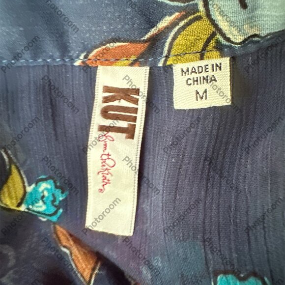 Kut from the Kloth Multicolor Floral Sheer Button Rolltab Sleeves Medium - Picture 5 of 5